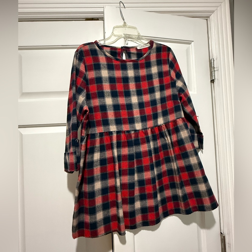 Red and Blue Crew Neck Cuffed Sleeve Top